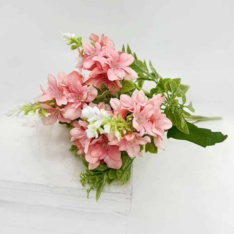 Artificial Yucca & Lily of The Valley Flowers - Realistic Silk Fake Flowers for Home Decor, Durable & Lifelike (Pink)