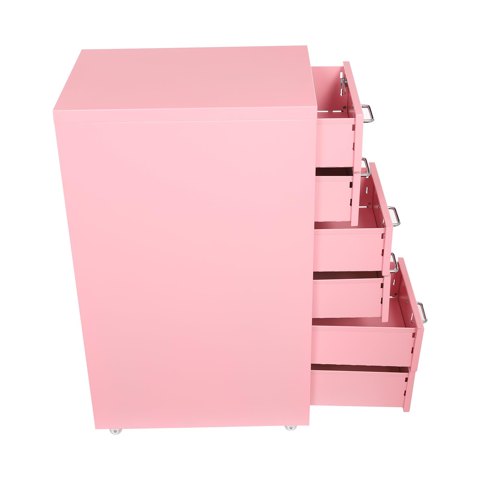 Cassettiera mobile con 6 cassetti, armadietto da ufficio con ruote, in metallo, per ufficio, studio, rosa