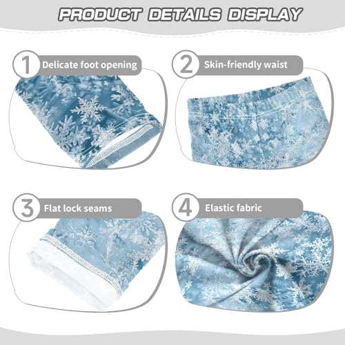 Winter Snowflake Blue Girls Casual Leggings for Kids Printed Long Pant Bottoms Stretch and Soft3