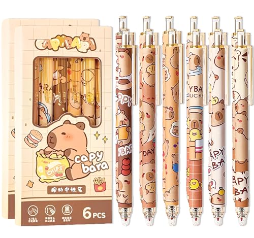 Set 12 bolígrafos gel negro 0.5mm capibara adorable miniatura 1