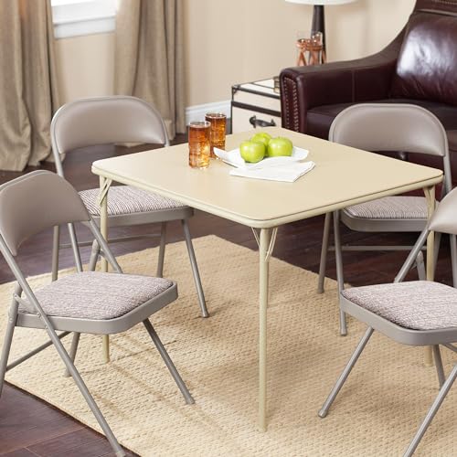 Sudden Comfort Square Folding Dining Card Table, Buff Tan, 34 x 34 x 28 In - image 8