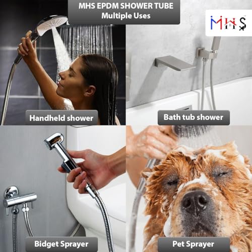 Image of MHS Heavy Duty Health Faucet Hose Pipe - EPDM Steel Braided Flexible Tube for Bathroom Hand Shower & Faucet | High-Pressure Resistant, Leak-Proof & Rust-Free | Made in India (1 Meter)