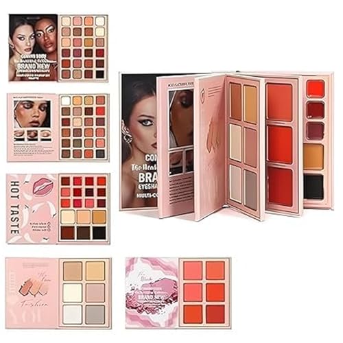 5-in-1 Makeup Book Kit | The Ultimate All-in-One Palette with Glitter & Matte Eyeshadows, Highlighter, Blush, Contour, Lip Colors and Eyebrow Enhancers (Multicolor)