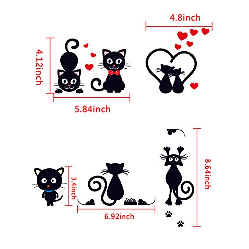 Sticker removible gatos negros caricatura 5 piezas miniatura 4