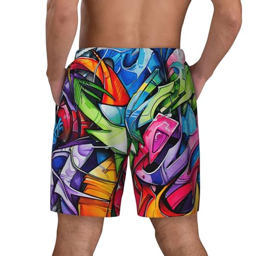 Graffiti Drawing Print Men Stylish Functionality Swim Trunks Breathable Beach Shorts Surfing Gym Fishing4