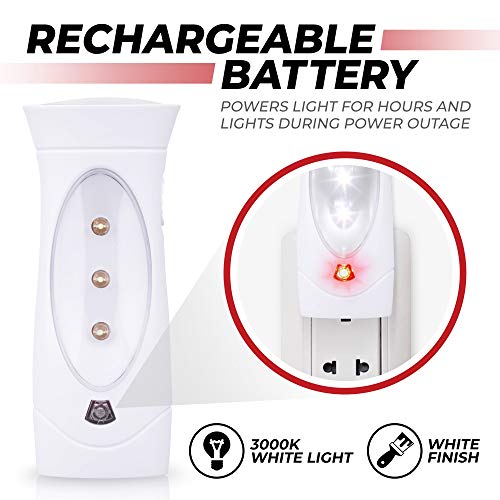 Amerelle 71134CC Led Emergency Lights For Home Power Failure, 2 Pack – Triple Function Power Failure Light And Plug In Flashlight Combo, With Rechargeable Battery thumb #5