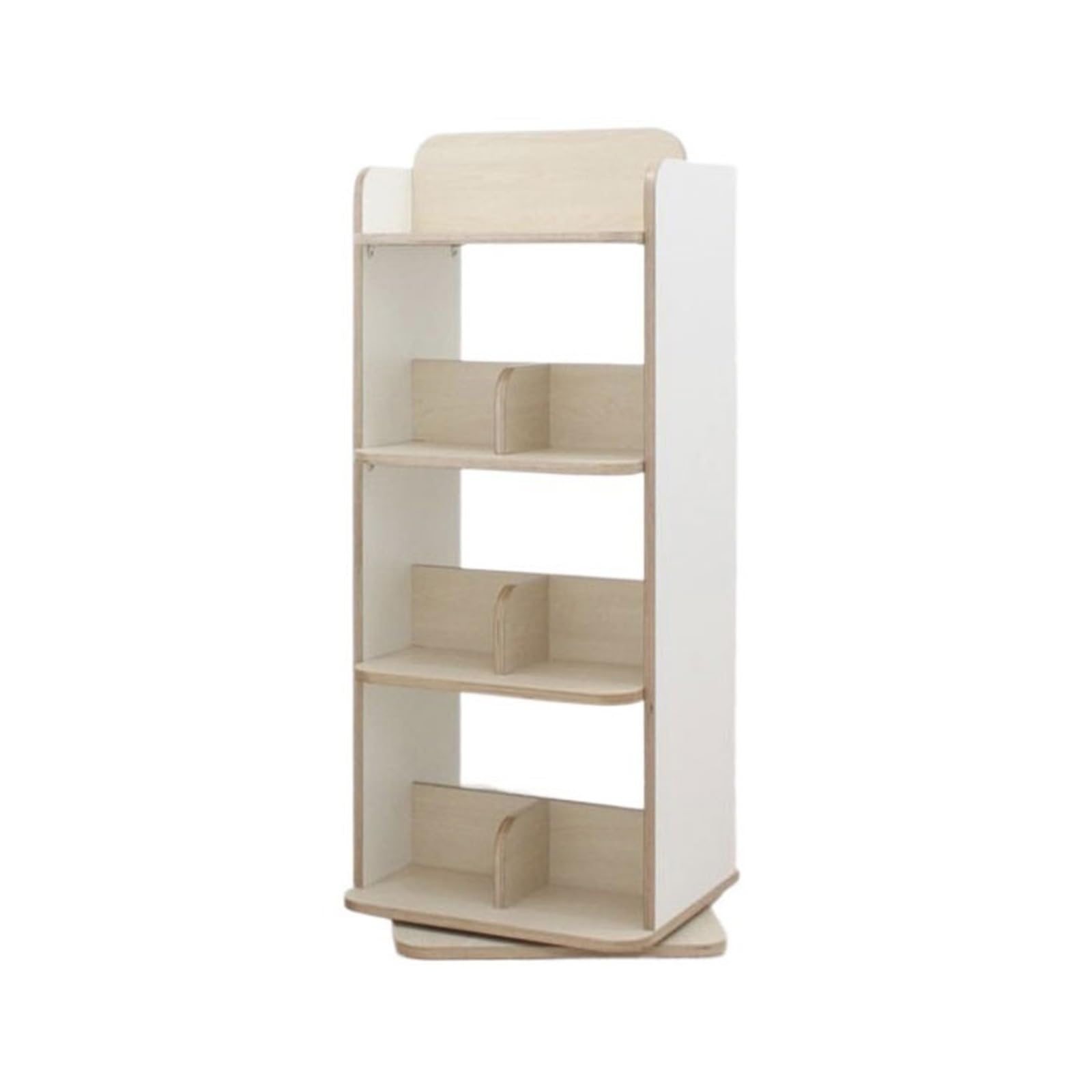 XUJUAN-0227 Bookshelf Rotation Bookshelf Standing Wooden Storage Shelf Minimalist Organizer for Living Room Study