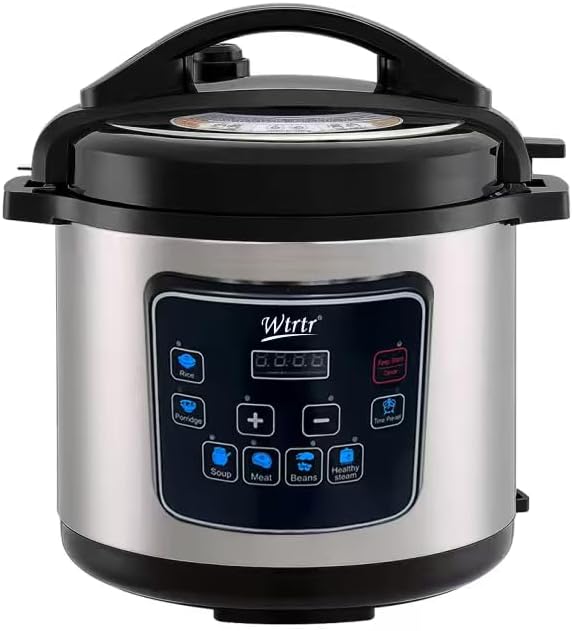 Wtrtr 9 Liters 1350W stainless steel electric pressure cooker, Slow, Rice Cooker, Yogurt, Cake Maker,Steamer and Warmer, Silver.perfect for larger families,WTR-9007 (9L)