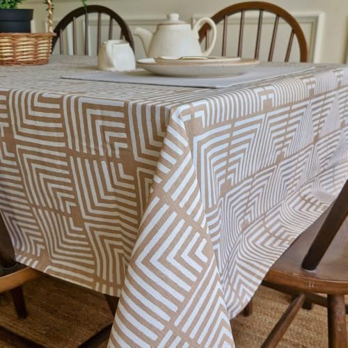 Image of THE YARD HOUSE Wipeable & Anti-Slip Cotton Table Cover for Family Dining, Party. Protects Against Spills, Scratches, Damages (Shifting Sands, 48X72 inch (Rectangle))