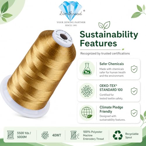 Image of Simthread 5000M 40WT Polyester Embroidery Thread, Autumn Haystack S032 | 5000M 40WT polyester thread feeds smoothly for machine embroidery, monograms, logos, patches and quilting.