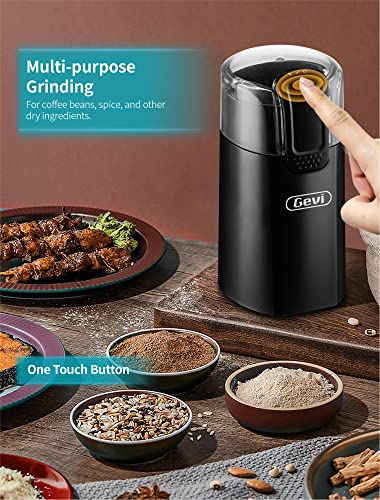 Gevi Electric Coffee Grinder Stainless Steel Blade Grinder for Coffee Espresso Latte Mochas, Noiseless Operation.GECGI140-U-1