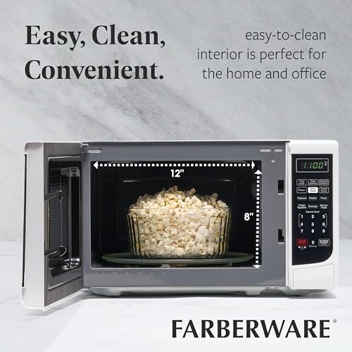 Farberware 0.7 Cu. Ft. Countertop Microwave Oven – 700 Watts Power, Auto Cook Settings, Defrost, Easy Clean and Child Safety Lock - White - image 5
