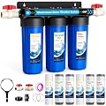 Whole House Water Filter System,3 Stage Whole Home Water Softener System, Reduces Chlorine Sediment Odor for Healthier Skin,Extra 2 Sets Filter Included, 1-2 Year Service Life,2 Valves & 3/4" Ports