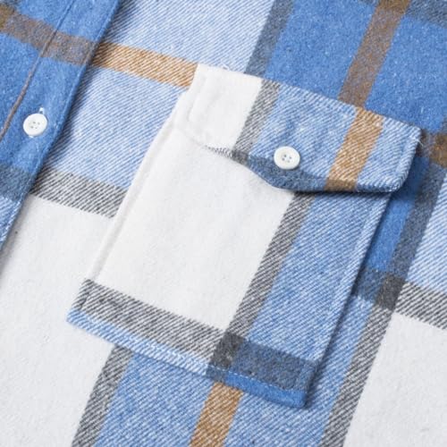 Image of HZXVic Boys Flannel Shirts Toddler Plaid Shacket Kids Button Down Long Sleeve Shirt Family Matching Outfits 12 Months-2XL