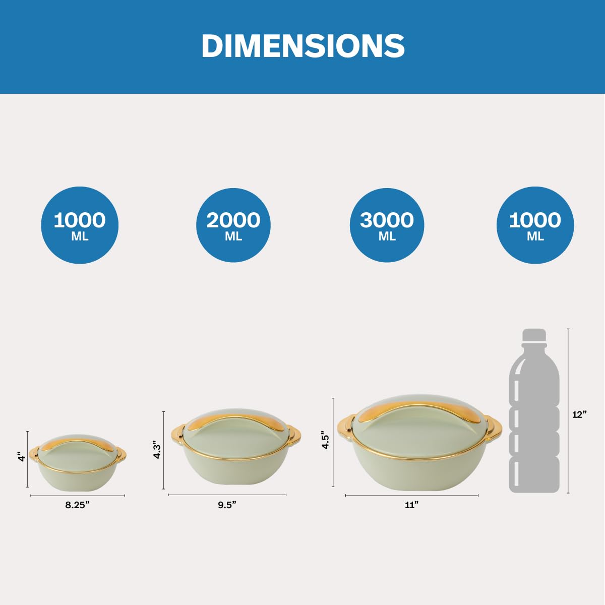 Pinnacle - Set di 3 casseruole isolate con coperchio, 3/2/1 litro, scaldavivande termiche per zuppa/insalata, con coperchio, in acciaio inox, set regalo per la mamma