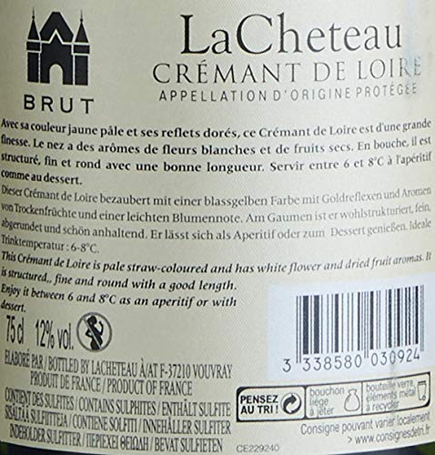 LaCheteau - AOP Crémant de Loire Brut - Schaumwein - Herkunft : Frankreich (1 x 0.75 l)