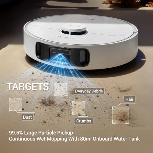 Image of Mova E40 Ultra Robot Vacuum Cleaner with Mop Function & Auto Empty, 19,000 Pa Suction, MaxiReach Mop T, Tangle-Free Side Brush, 80ml Water Tank, All-in-One Station for 75 Days Cleaning, White