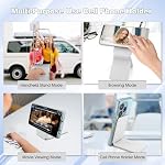 Gugxiom Phone Stand, Foldable Magnetic Phone Tripod, Angle Adjustment & Strong Magnets PU Leather Phone Stand, Compatible with All Smart Phone 16/15/14/13/12 (Gray White)