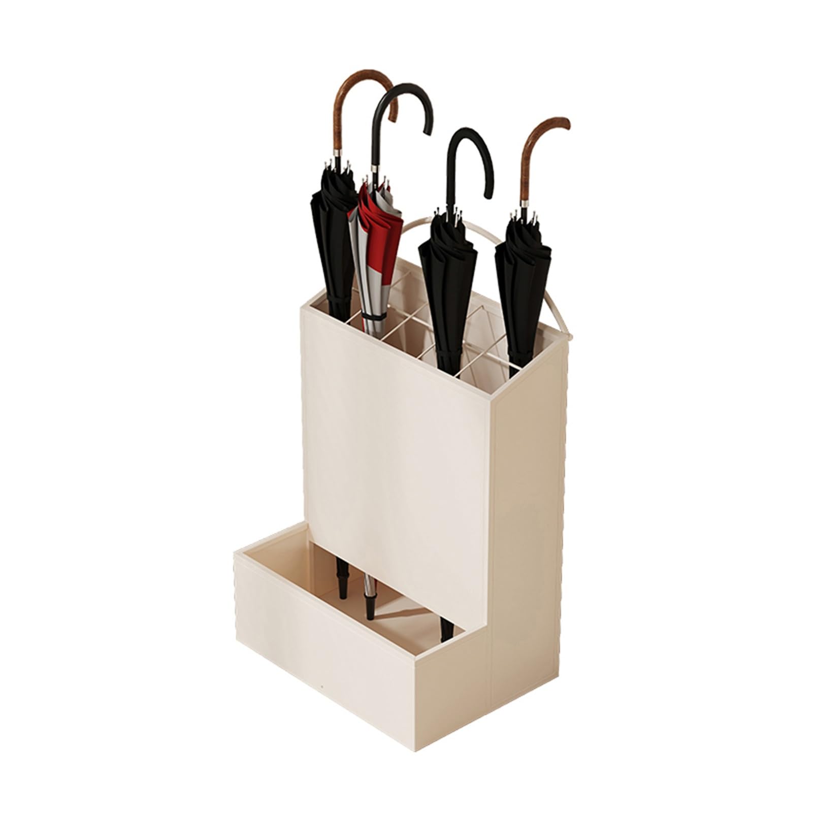 ZFUCMAYL Umbrella Stand Rack,Floor-Standing Canes Holder,Umbrella Storage Organizer with Drain Outlet,Separate Storage Compartments(Color 1,48x27x62cm)