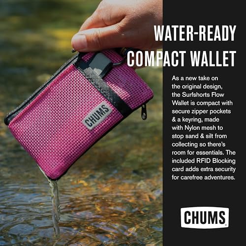 Chums Surfshorts Flow Wallet - Ultra Thin Slim Card RFID Wallet For Men with Keyring Attachment & Quick Drying Mesh - Black2