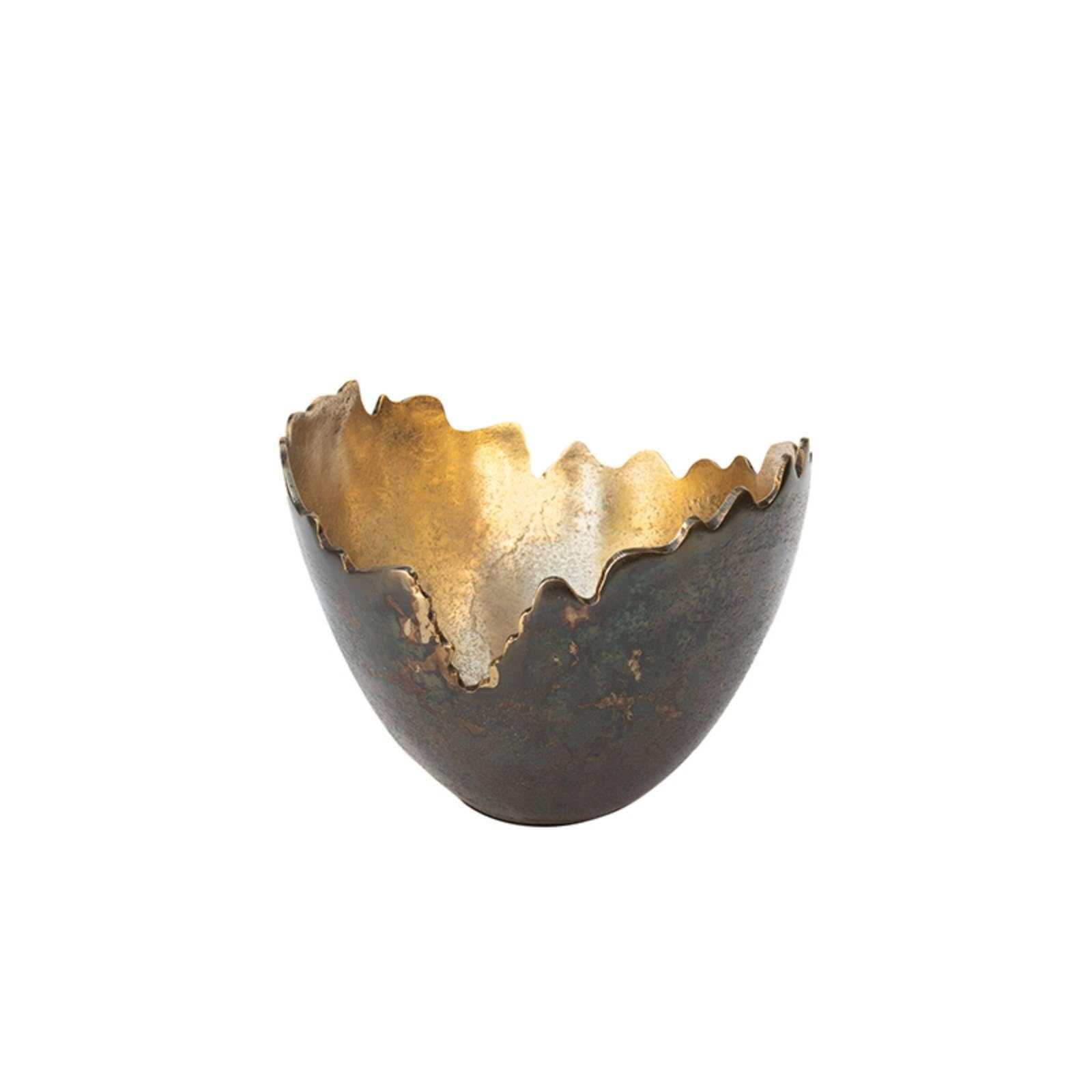 Jarrón Decorativo Cuenco de Exhibición de Aluminio con Borde Orgánico y Estética Industrial Moderna Uso para Llaves y, 30 27.5 H22.5cm, B款 Plato De Fruta Dorado Grande