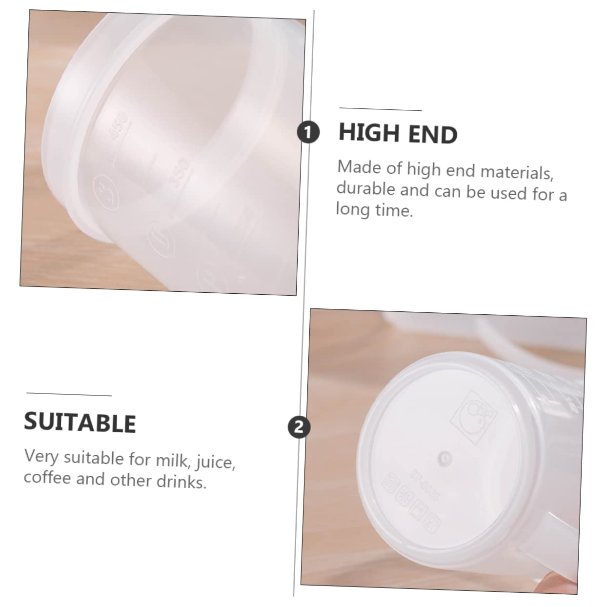 POPETPOP 6piezas Jarras De Plástico Con Escala Para Medir Leche y Café Aptas Para Microondas Para Bebidas Frías y Calientes Jarras Medidoras Para Cocina y Desayuno