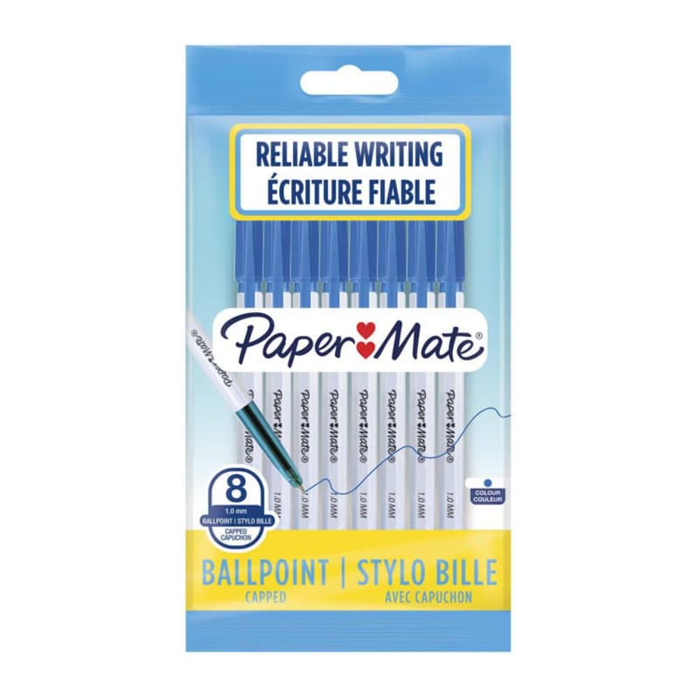 PAPERMATE Ball Pen Envelope with Hood 045, Tip 1 mm, Blue, 8 pieces
