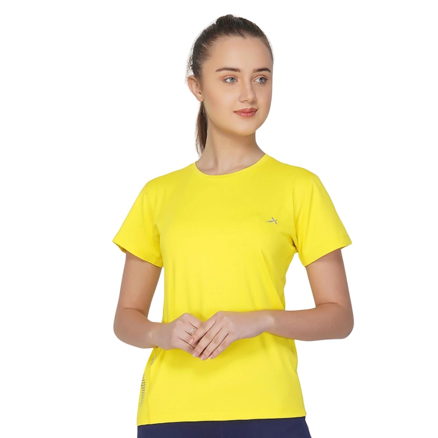 vtdf-018 women's round neck t-shirt | half sleeve sports t-shirt | comfortable lightweight activewear | regular fit