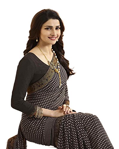 Image of RAJESHWAR FASHION WITH RF Women's Printed Georgette Sarees For Women With Jacquard Work Lace Border & Blouse Piece(Yellow Multicolored Free Size 6.30 Mtr)