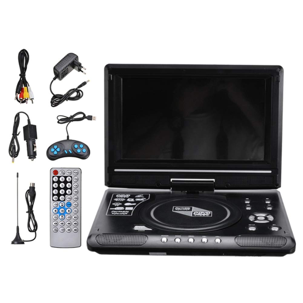 Reproductor de DVD PortáTil de Coche DoméStico de 9,8 Pulgadas Reproductor de TV VCD CD Juego Adaptador de Radio USB Compatible con RecepcióN de Radio FM-Enchufe de la EU