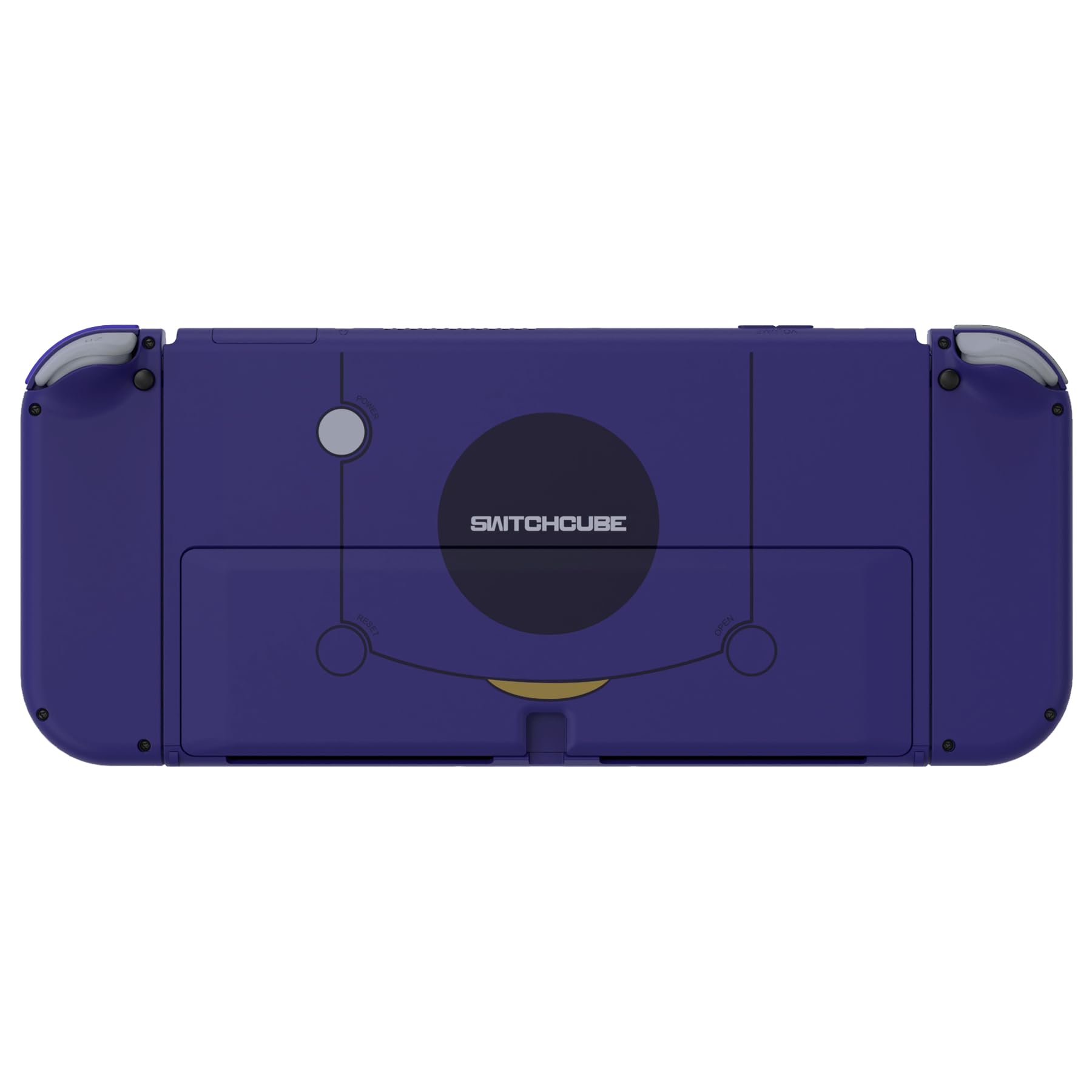 eXtremeRate Coque avec Motif de Remplacement pour Nintendo Switch OLED, Coque Motifs rétro Complète pour Nintendo Switch OLED, avec Bouton Coloré Béquille Coque pour Joycon,Violet NGC Classique