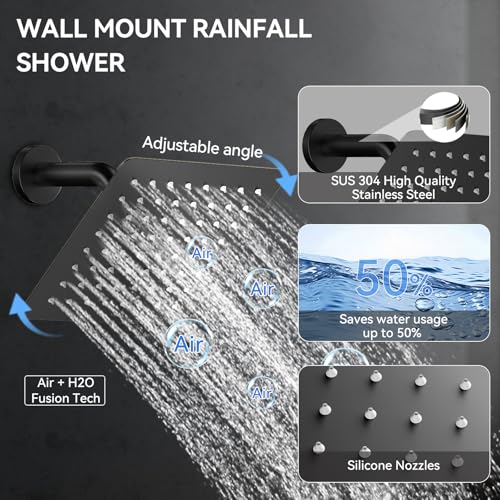 Image of Shower System with Body Jets,4 Way Shower Faucet Set,Matte Black