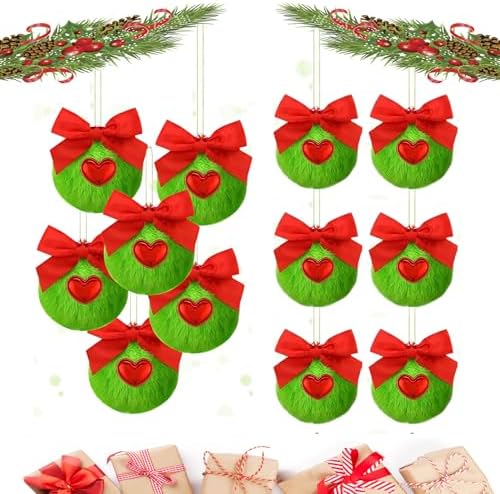 12PCS Christmas Tree Decorations Ball Hanging Christmas Decorations Outdoor,Soft Plush Balls for Parties Fireplaces Wall Ornaments (Red Butterfly)