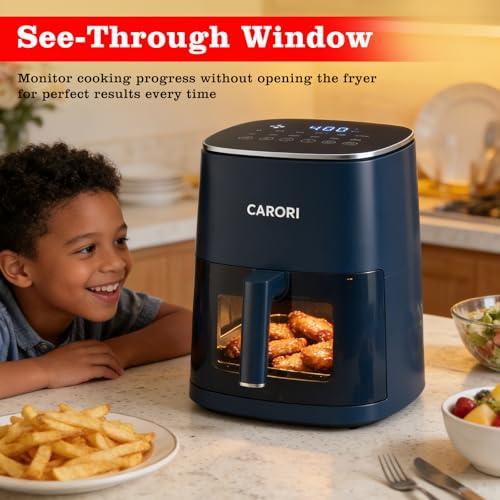 Image of CARORI 6Qt Air Fryer with Viewing Window, 12 Preset, Large Capacity, 400℉ Max Crisp, 1700W Quick Even Easy Meals, Nonstick Dishwasher Safe Basket, Bake Roast Dehydrate Reheat