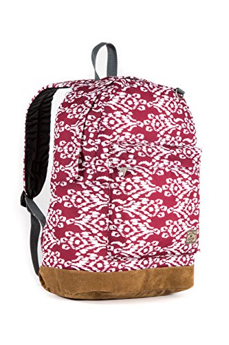 Everest Suede Bottom Pattern Backpack, Burgundy/White Ikat, One Size