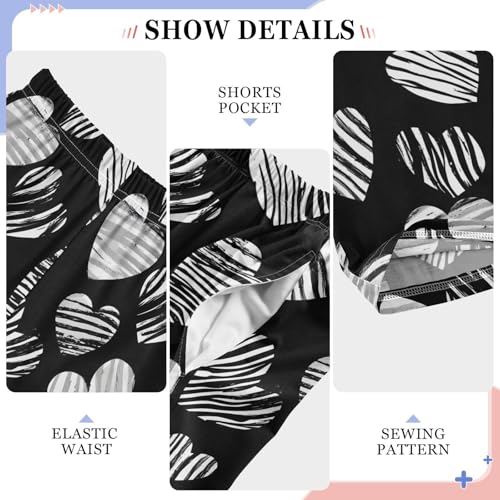 Pajama Pants Heart Line White Black PJ Bottoms Sleepwear Lounge Sleep Pant with Pockets4