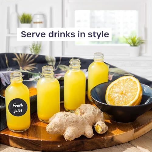 volila Ginger Glass Shot Bottles Mini Set of 24 x 2oz or 60ml with Pouring Funnel - Image 4