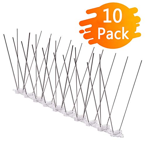 JTENG Pinchos Anti Palomas, 10-hileras de Púas antipalomas la solución de Calidad para el Control de Aves y Palomas, Transparent
