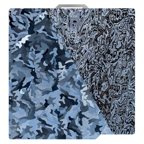 257x257mm Camouflage &amp; Ripple PEY Build Plate for 3D Printers, Compatible with Bambu Lab X2D/P1P/P1S/P2S/X1/X1C/X1E/A1, Double Sided Spring Steel Magnetic Bed