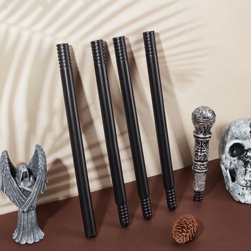 Image of GORGECRAFT Vintage Walking Stick Antique Victorian Cane 145cm Long Pretend Play Scepter Costume Cane Plastic Punk Prop with Antique Silver Top Knob Cosplay Prop for Halloween Themed Events Stage Show