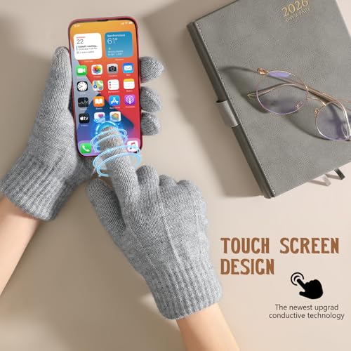 Tavaleu Winter Gloves for Women Knit Thermal Touchscreen Gloves Stretchy - image 3
