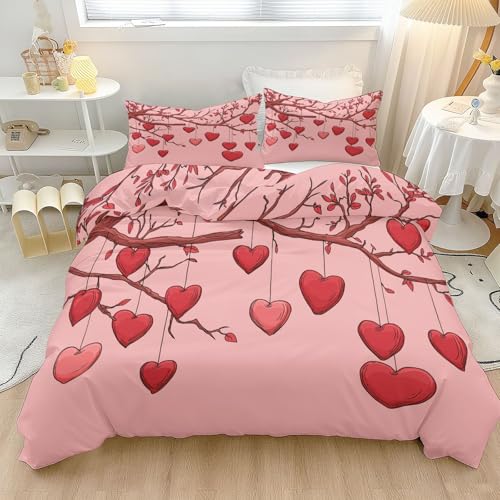 Set di biancheria da letto con Romanzo Sognante Rami set copripiumino per ragazzi ragazze e bambini adolescenti, Rosa Bdespread set