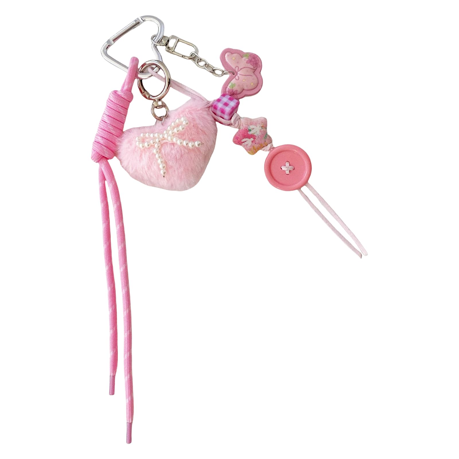 Jazuaiao Heart Shape Keychain Soft Plush Bag Pendant Add Touch to Any Item Car Holder Backpack Charm for Daily Bag Accessory