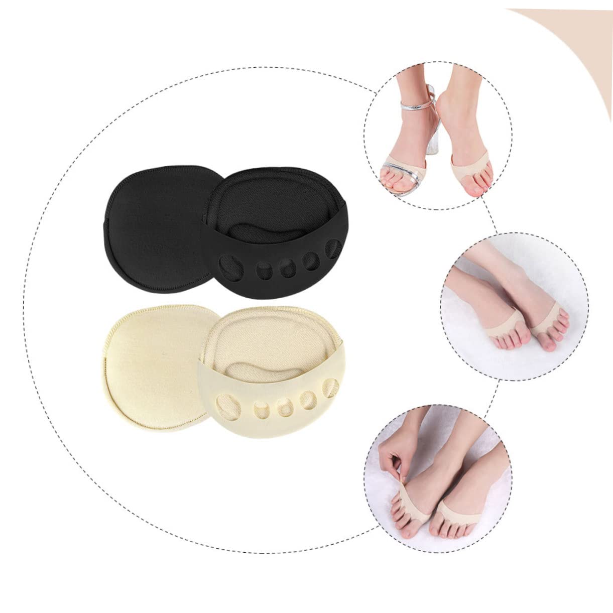 CALLARON 4 Sätze Unsichtbare Fünf-zehen-socken Liner Für Frauen Atmungsaktive Fingersocken Unsichtbare Halbiner -socken Halbpalmensocken Halbsocken Für Damen Baumwolle 2 Paare * 4