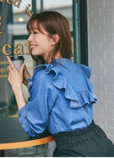 Amazon.co.jp: ノスタルジア デニムフリルブラウス 石井亜美さん