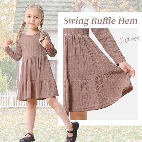 Image of Toddler Baby Girl Long Sleeve Dress Girls Knit Sweater Dresses Tiered Kids Swing Holiday Clothes Fall Winter