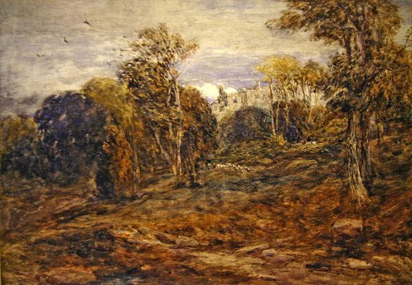 Peinture sur Toile Tour Barden par David Cox, Décoration de Chambre Nordique 60x90cm