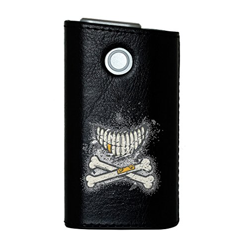 glo グロー グロウ 専用 レザーケース レザーカバー タバコ ケース カバー 合皮 ハードケース カバー 収納 デザイン 革 皮 BLACK ブラック スカル かっこいい おしゃれ 011921