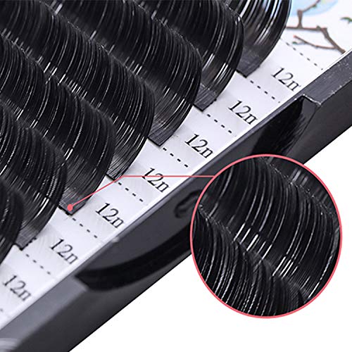 HICOCU Individual Eyelash Extensions 0.15mm B Curl8mm|9mm|10mm|11mm|12mm|13mm|14mm|15mm|MixedEllipse Flat Matte Lash Extensions soft Light Thickness Salon Use Mix