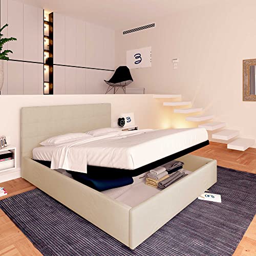 Baldiflex Einzelbett mit Aufbewahrungsbox Dublin aus Kunstleder, Lattenrost für Einzelbetten 180 x 190 cm, elegantes Kopfteil, Weiß – Bild 8